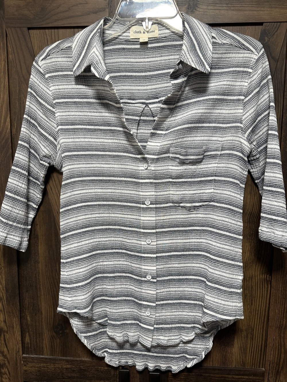 cloth & stone Black and White Striped Button-Front Shirt